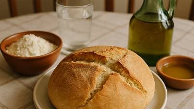Pão Rápido de Farinha, Azeite e Água