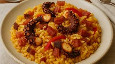 Arroz de Polvo com Açafrão e Presunto