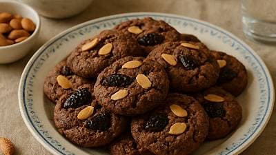 Biscoitos de Amêndoa e Ameixa com Cacau