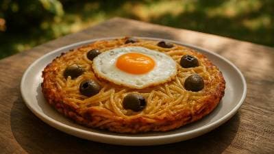 Tortilha de Massa com Azeitonas e Ovo