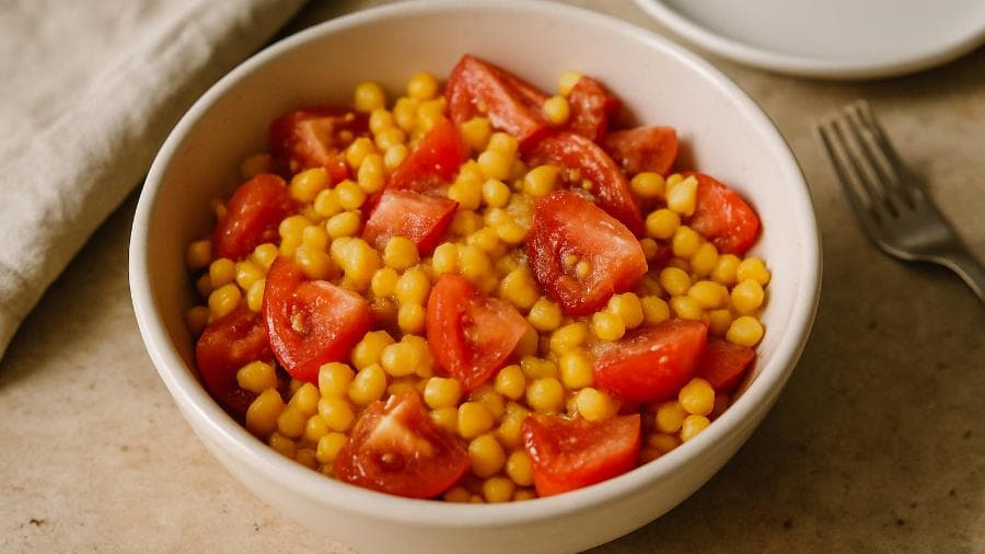 Salada de Milho, Tomate e Açúcar Amarelo
