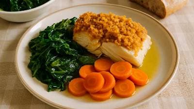 Bacalhau com Couve, Cenoura e Broa
