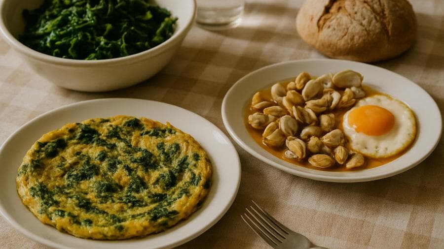 Omelete de Couve, Ovo e Ameijoas