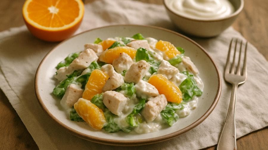 Salada de Frango com Iogurte e Laranja