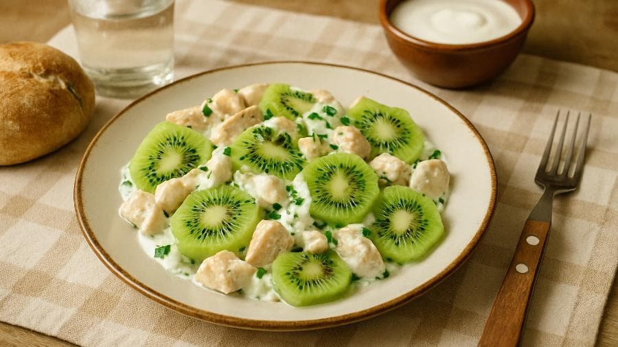 Salada de Frango com Kiwi e Iogurte