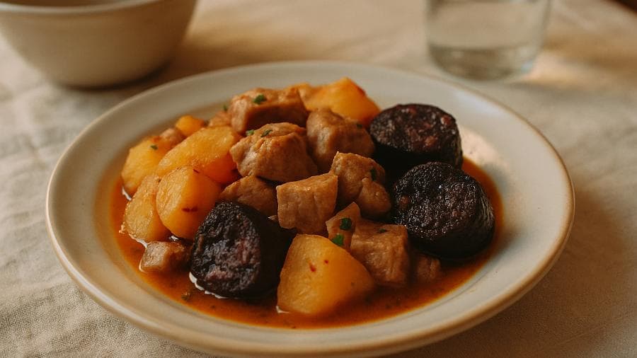 Porco à Alentejana com Batatas e Morcela da Tia Zézinha