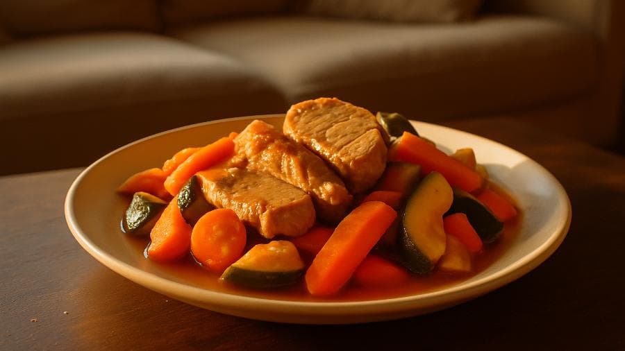 Lombinho de porco com legumes da Dona Teresa