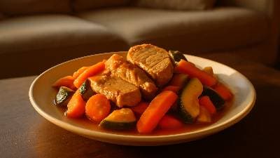 Lombinho de porco com legumes da Dona Teresa