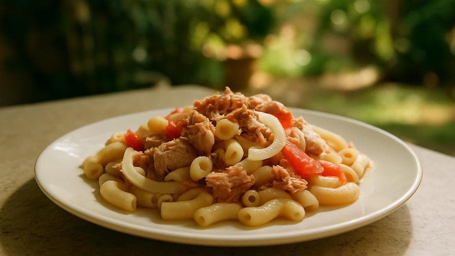 Macarrão com atum da Ágata