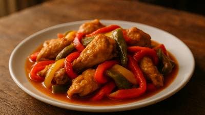 Frango com pimentos da Paula