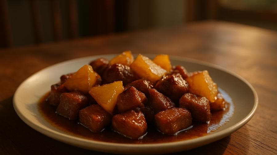 Porco Caramelizado com Ananás Dulçor