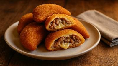 Rissóis de Carne Picada com Queijo derretido