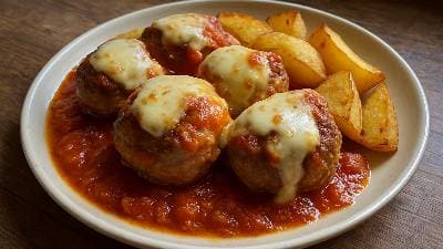 Almôndegas com Queijo Mozzarella