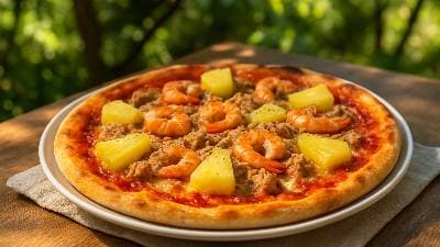 Pizza alla Castelo Branco com Atum, Camarão e Ananás