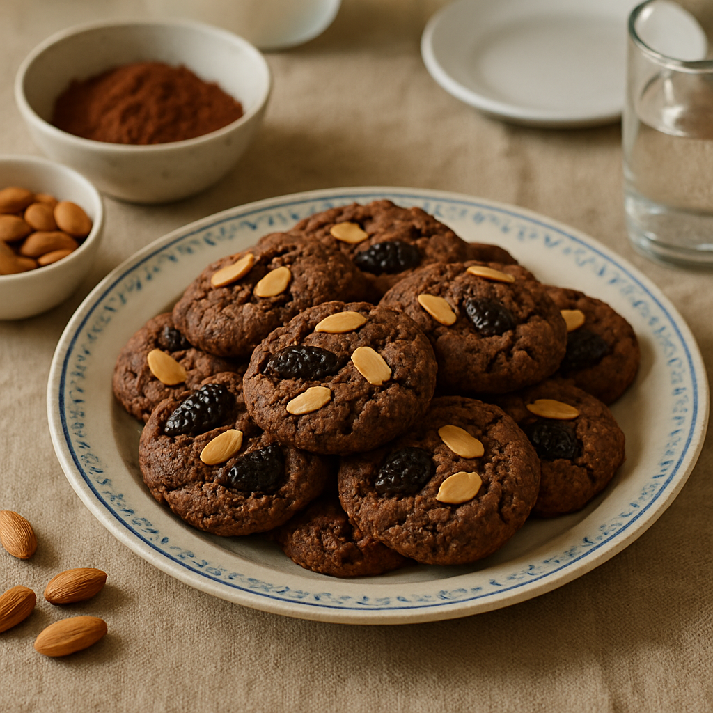 Biscoitos de Amêndoa e Ameixa com Cacau