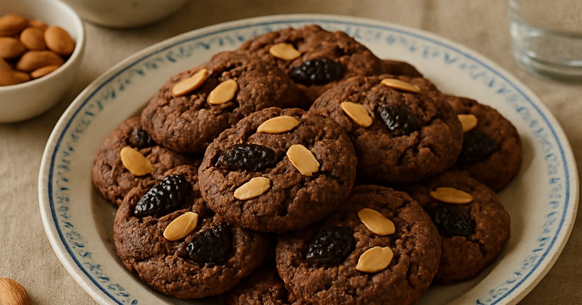 Biscoitos de Amêndoa e Ameixa com Cacau